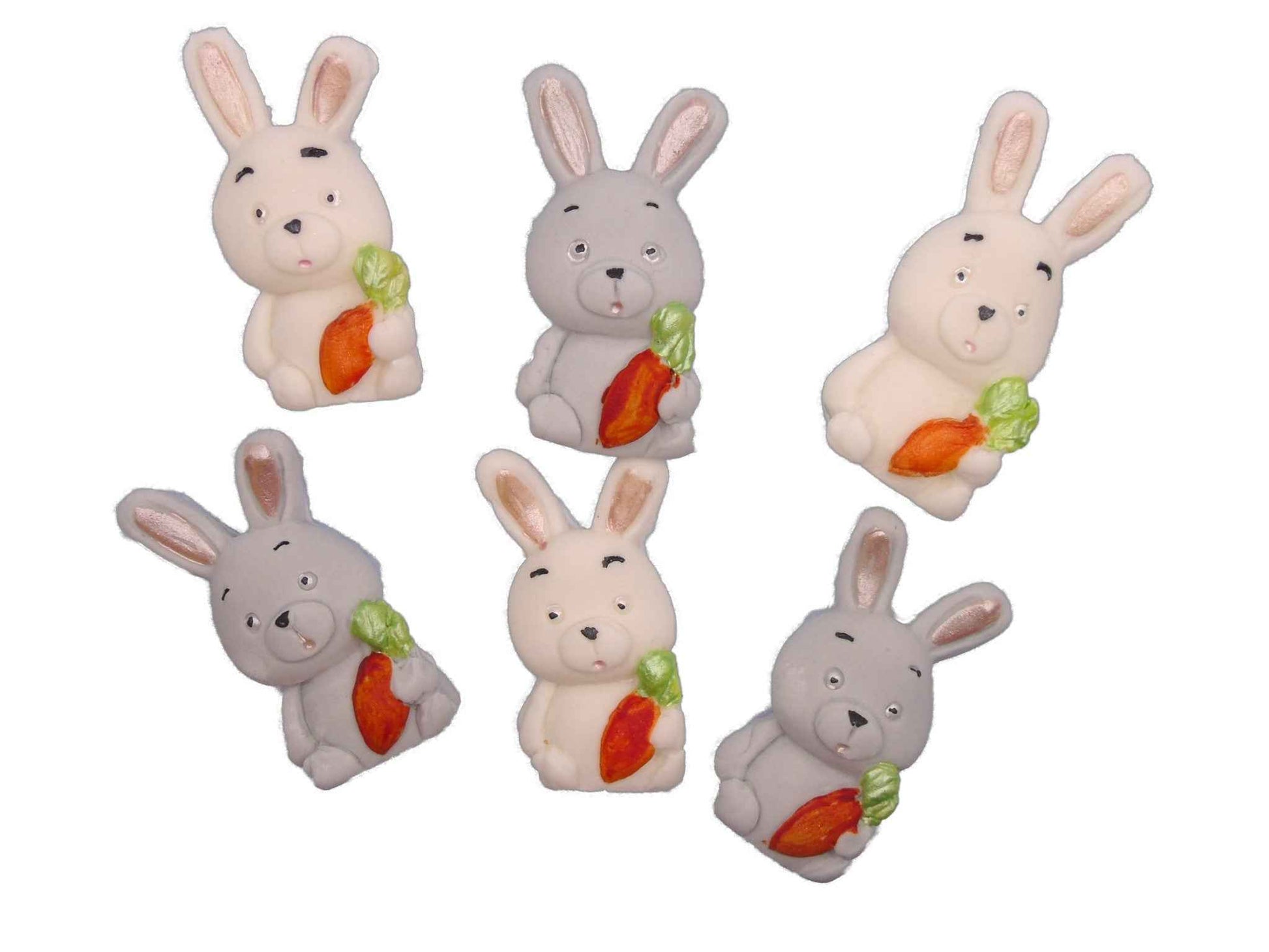 6 Easter Rabbits Baby Shower Edible Cupcake Toppers