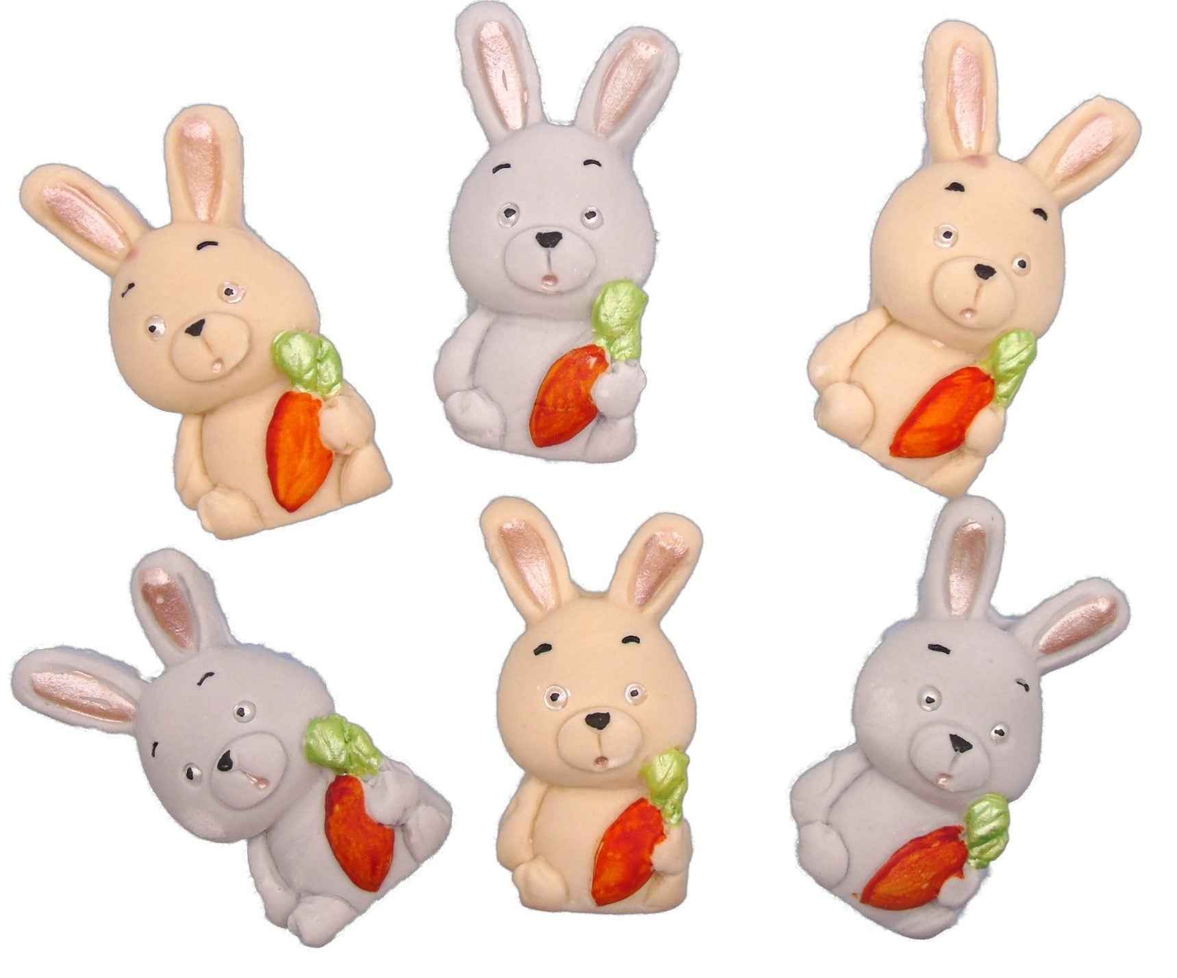6 Easter Rabbits Baby Shower Edible Cupcake Toppers