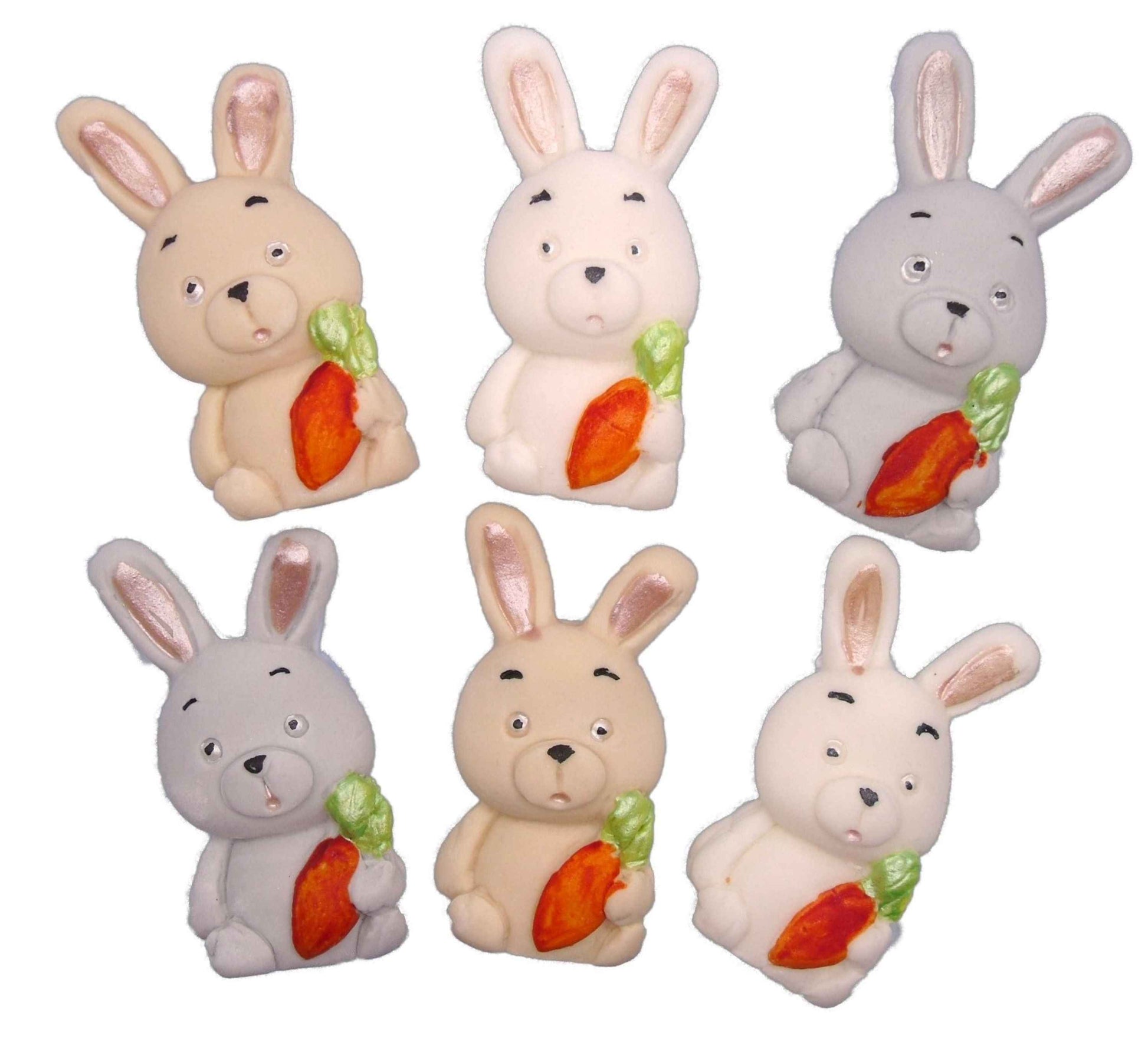 6 Easter Rabbits Baby Shower Edible Cupcake Toppers