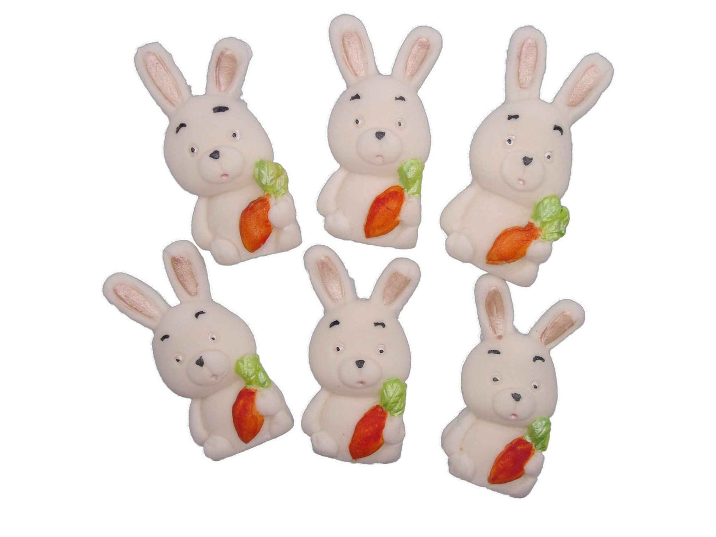 6 Easter Rabbits Baby Shower Edible Cupcake Toppers