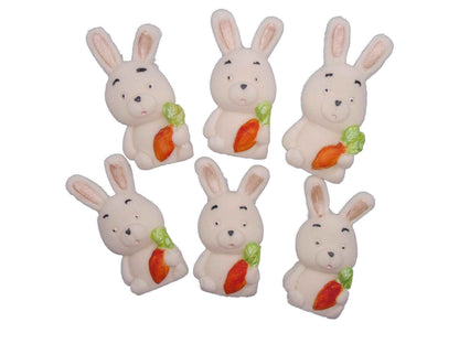 6 Easter Rabbits Baby Shower Edible Cupcake Toppers