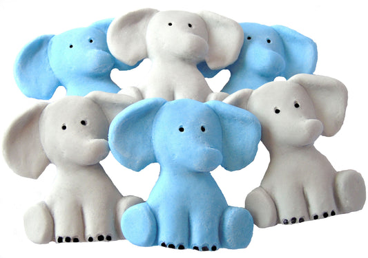 Blue & Grey mix Baby Shower Christening Vegan Cake Decorations 6 Baby Elephants