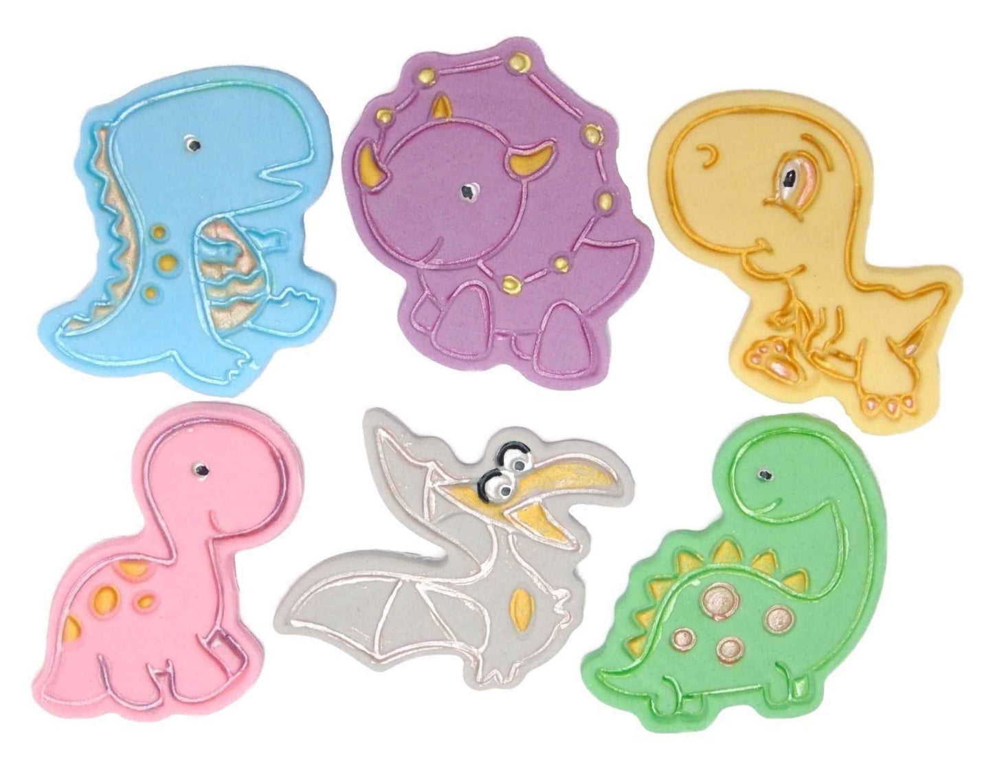 6 Mixed Novelty Large Dinosaurs Birthday Cupcake Toppers