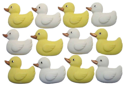12 Handmade Baby Shower Ducks Edible Cake Cupcake Toppers