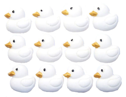 Baby Shower Vegan Cupcake Decorations 12 White Edible Small Ducks