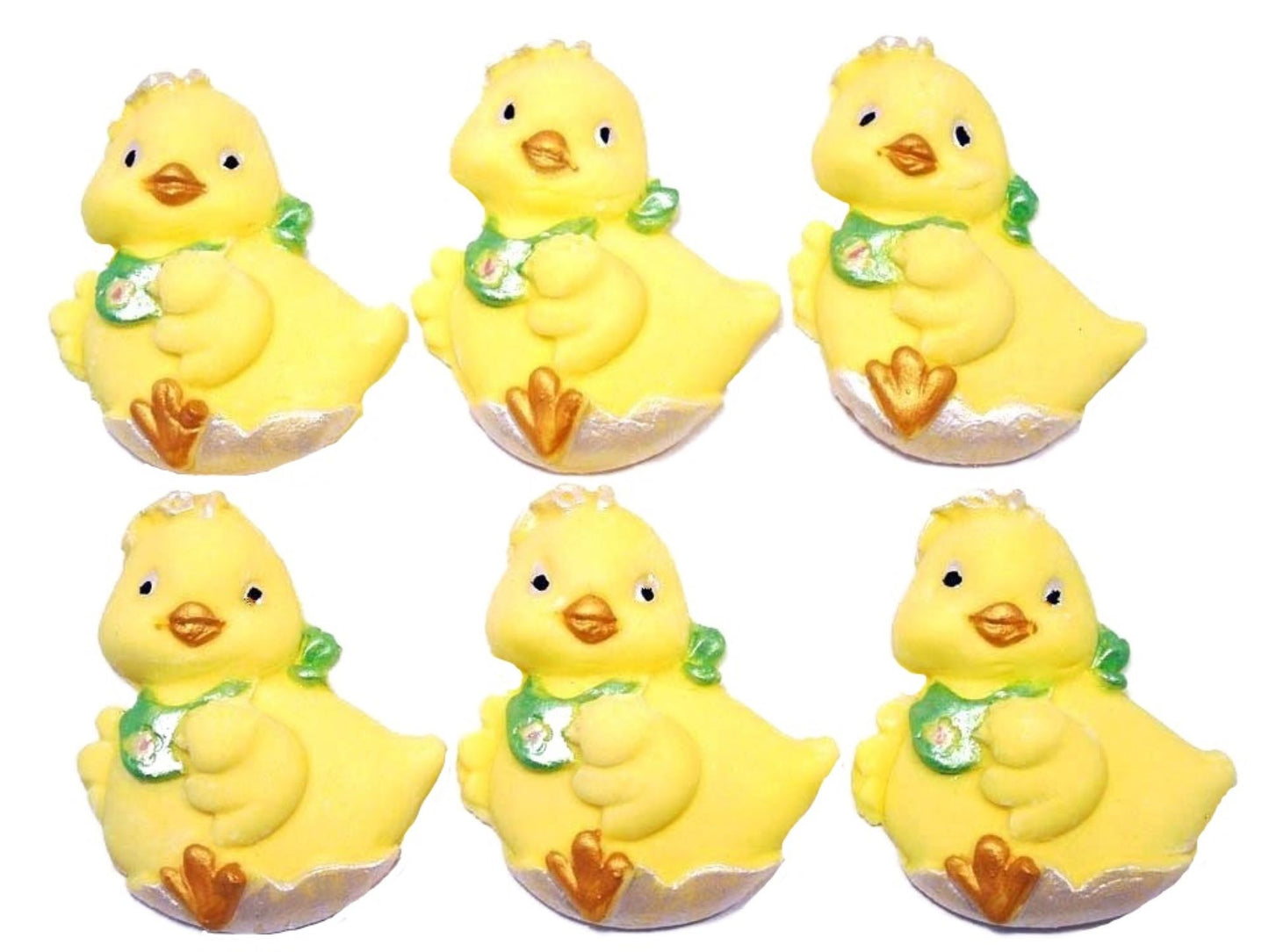 6 Cute Little Chicks Bib Baby Shower Vegan Cupcake Toppers