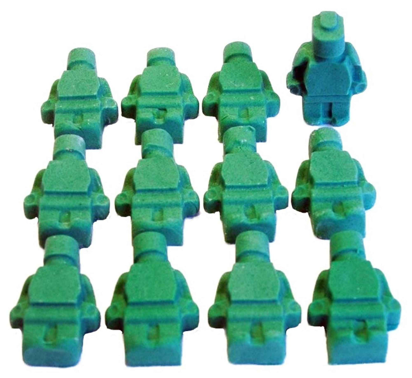12 Coloured Brick Men Edible Birthday Cupcake Toppers
