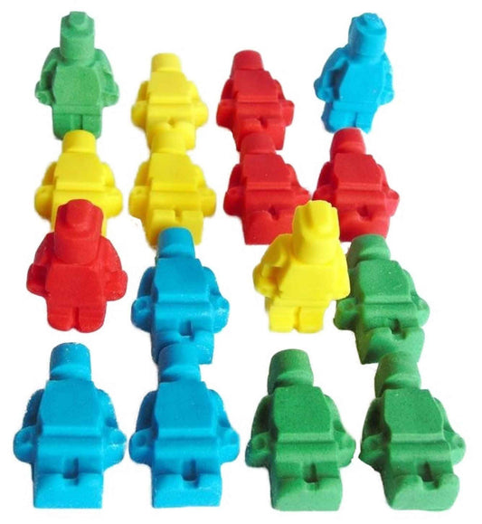 12 Coloured Brick Men Edible Birthday Cupcake Toppers