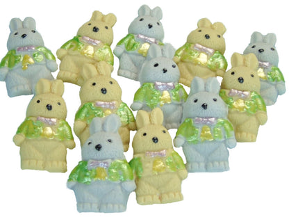 12 Mix of Cream and Grey Cute Edible little Rabbits Cupcake decorations. Suitable for  your Easter and baby shower  bakes. All are Vegan Gluten Free 