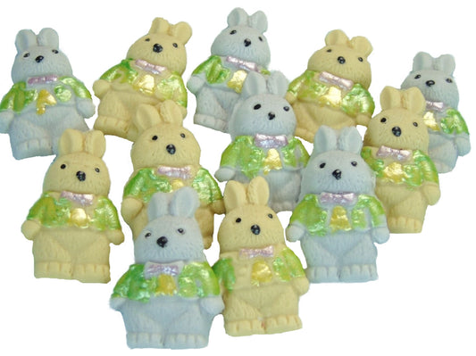 12 Mix of Cream and Grey Cute Edible little Rabbits Cupcake decorations. Suitable for  your Easter and baby shower  bakes. All are Vegan Gluten Free 