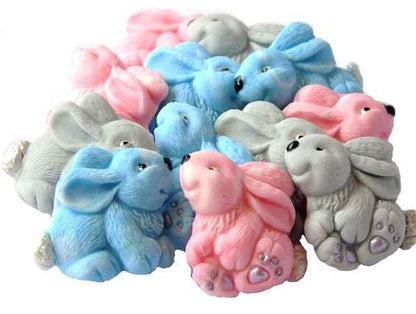 12 Easter Coloured Rabbits Baby Shower Edible Cupcake Toppers
