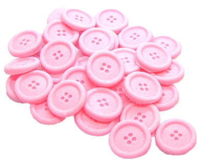 Pack 30 Pink Coloured Buttons Vegan Cupcake Toppers Cake Decorations