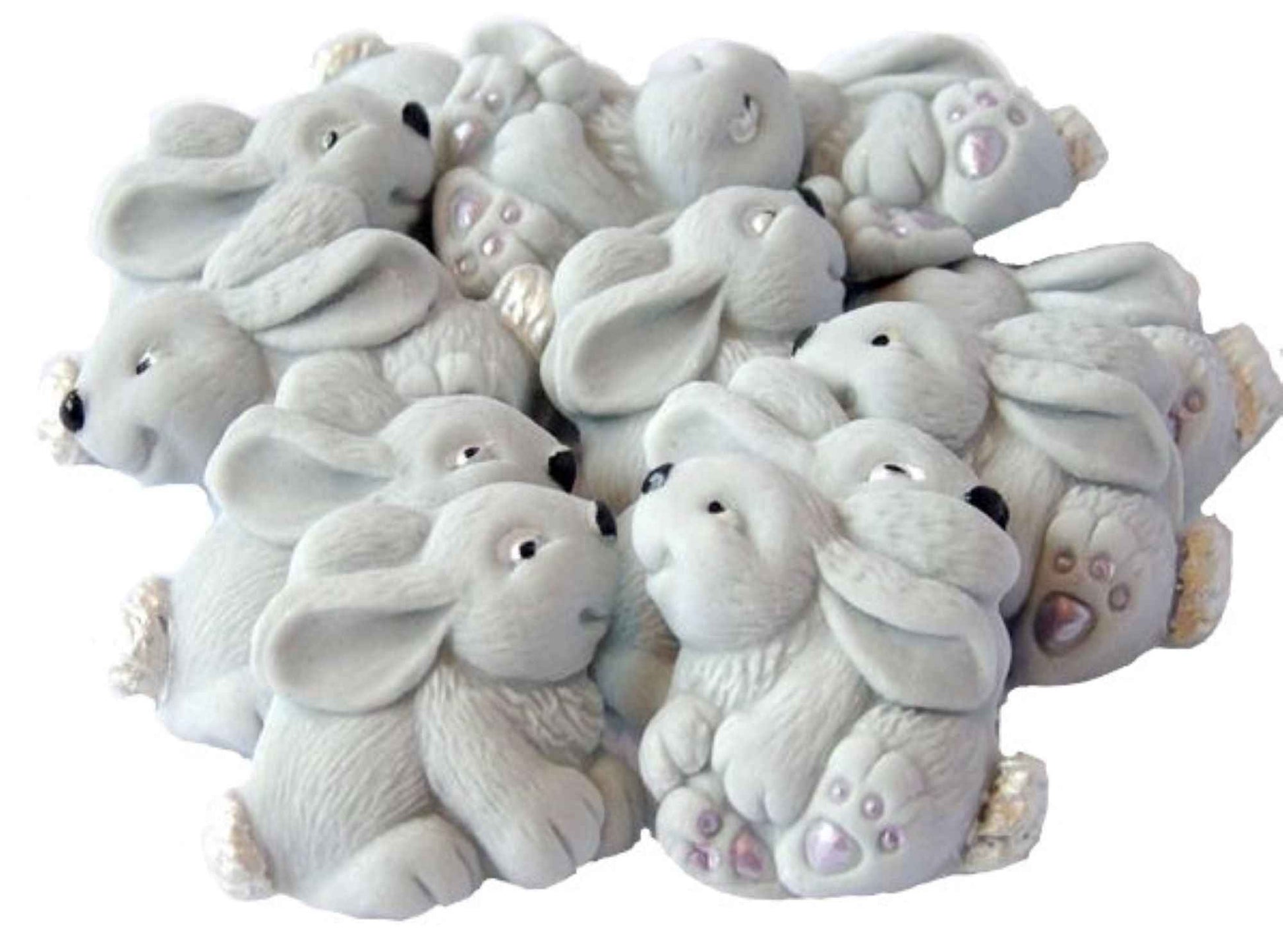 12 Easter Coloured Rabbits Baby Shower Edible Cupcake Toppers