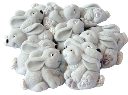 12 Easter Coloured Rabbits Baby Shower Edible Cupcake Toppers