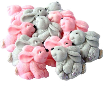 12 Easter Coloured Rabbits Baby Shower Edible Cupcake Toppers
