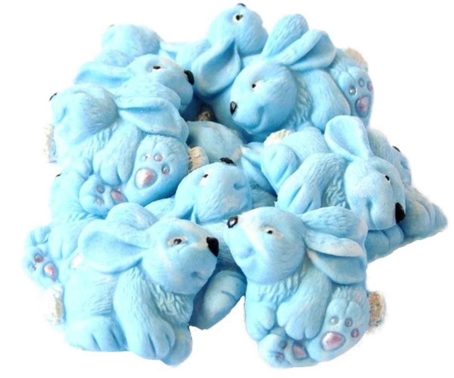 12 Easter Coloured Rabbits Baby Shower Edible Cupcake Toppers
