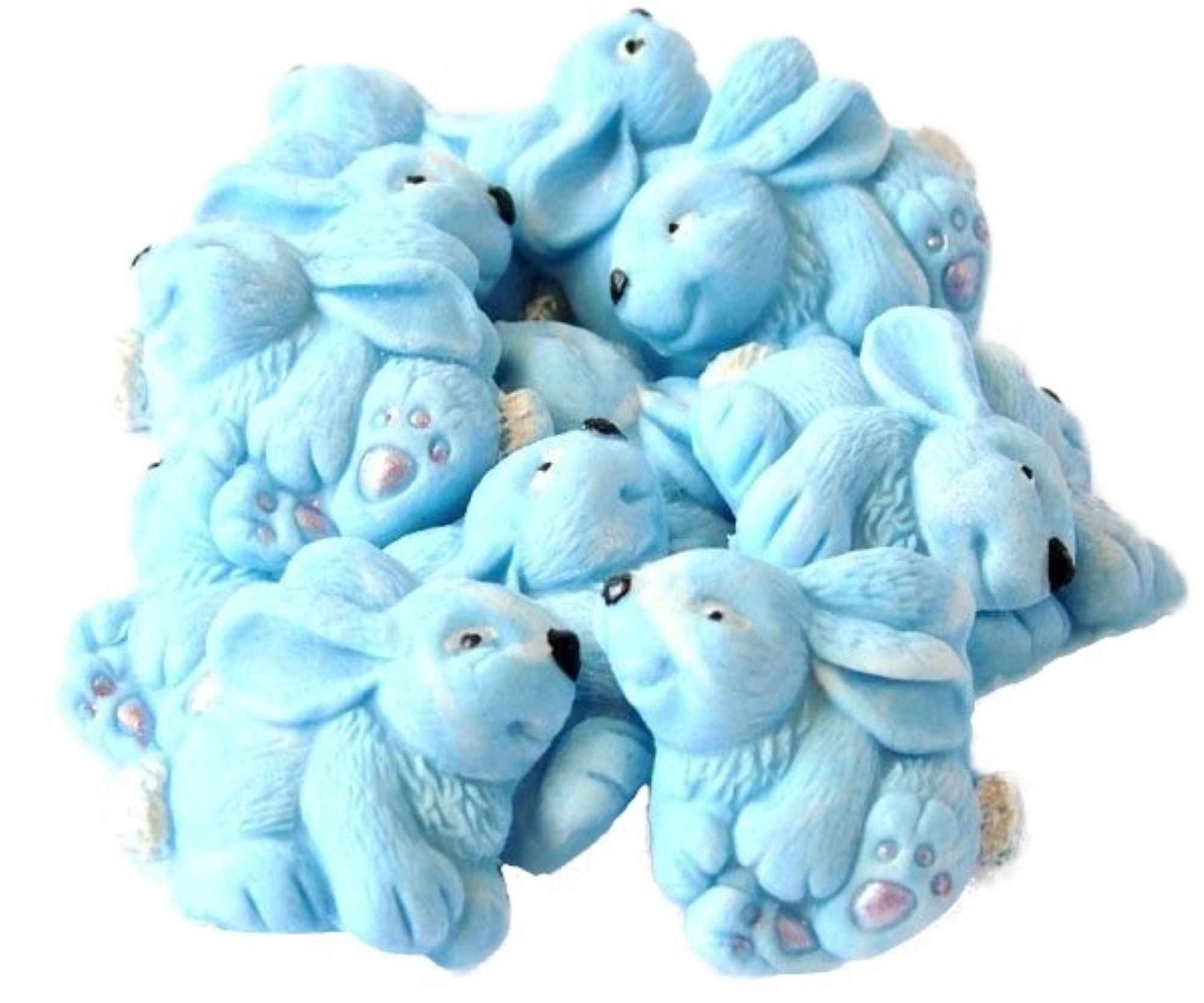12 Easter Coloured Rabbits Baby Shower Edible Cupcake Toppers