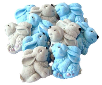 12 Easter Coloured Rabbits Baby Shower Edible Cupcake Toppers