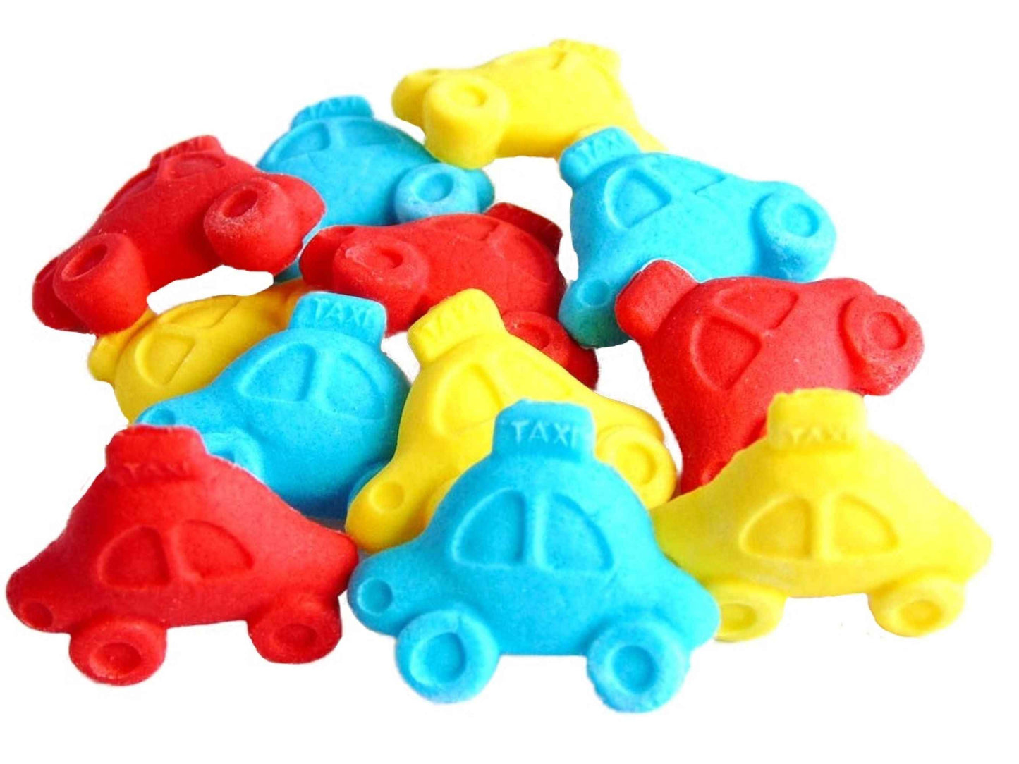 12 Mixed Novelty Coloured Cars Edible Cake Cupcake Toppers