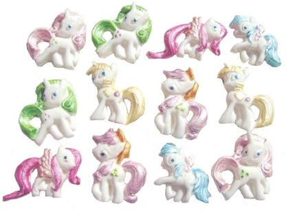 Small white Painted Ponies Birthday Celebration Vegan Cupcake Toppers