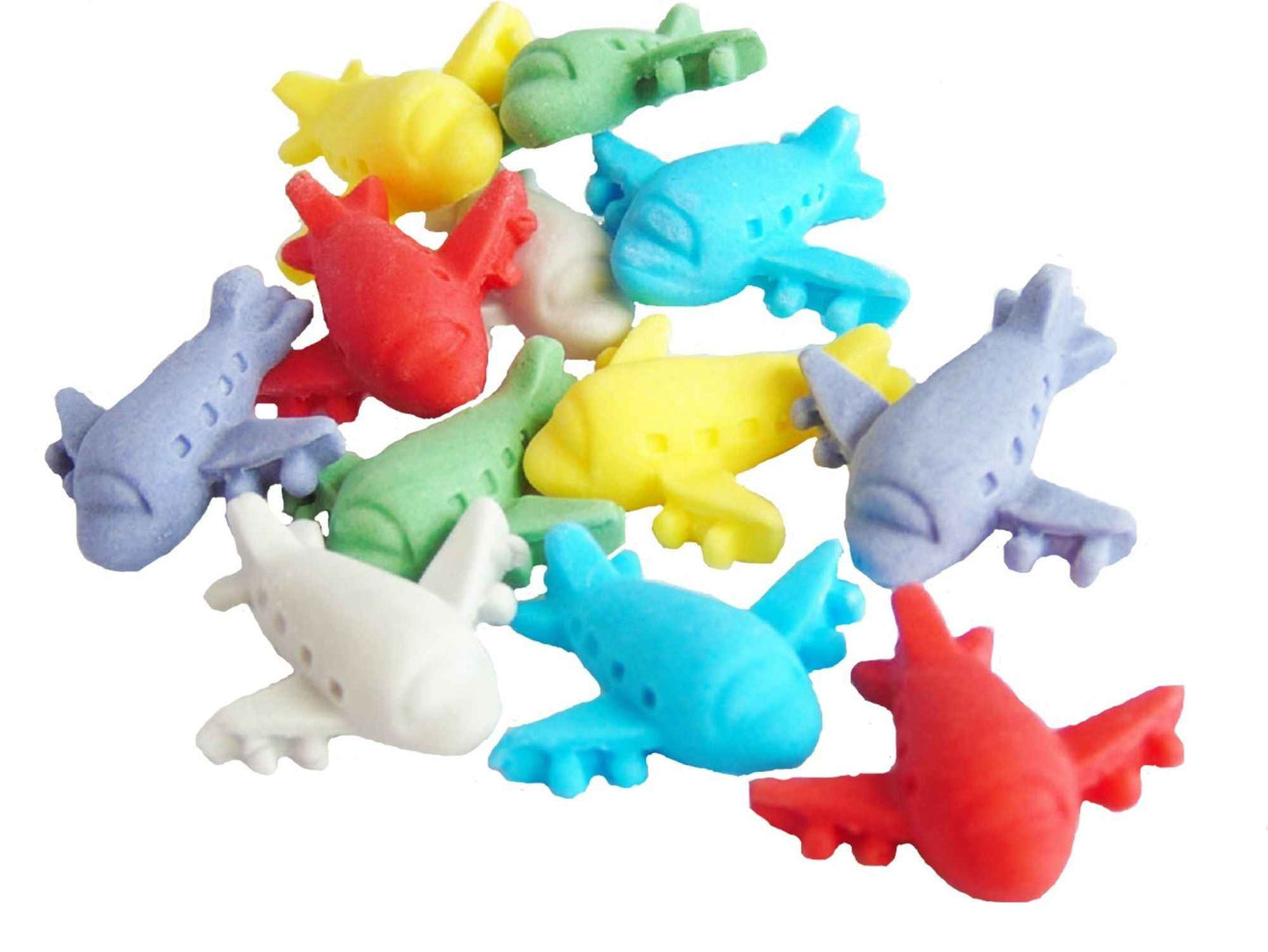 12 Novelty Planes Coloured Vegan Edible Cupcake Toppers