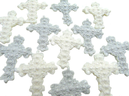12 Glittered Crosses Christmas Cake Cupcake Decorations