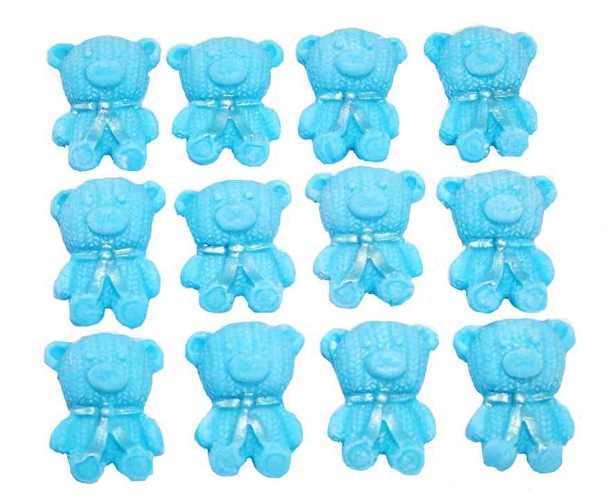 12 Cute Mix Coloured & White Teddies Edible Cupcake Toppers
