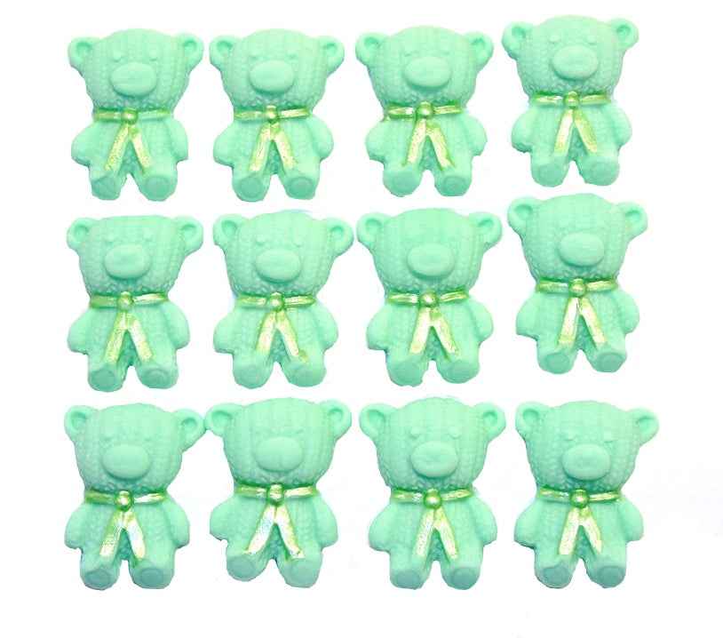 12 Cute Mix Coloured & White Teddies Edible Cupcake Toppers