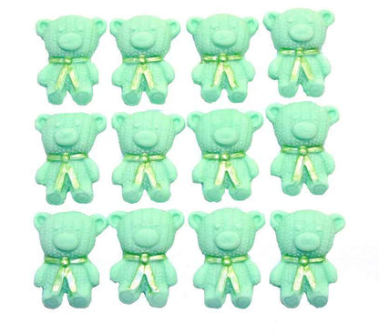 12 Cute Mix Coloured & White Teddies Edible Cupcake Toppers