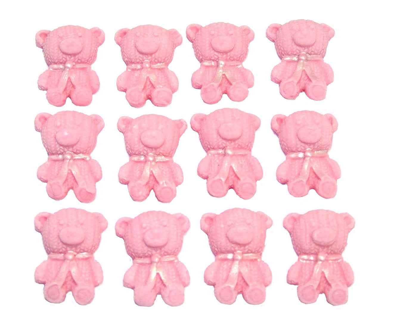 12 Cute Mix Coloured & White Teddies Edible Cupcake Toppers