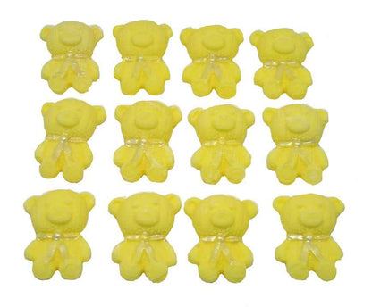 12 Cute Mix Coloured & White Teddies Edible Cupcake Toppers