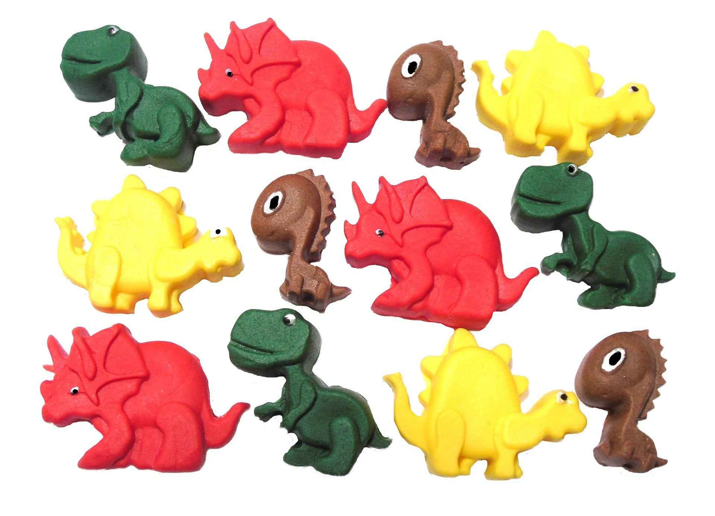 12 Novelty Coloured Dinosaurs Edible Birthday Cupcake Toppers