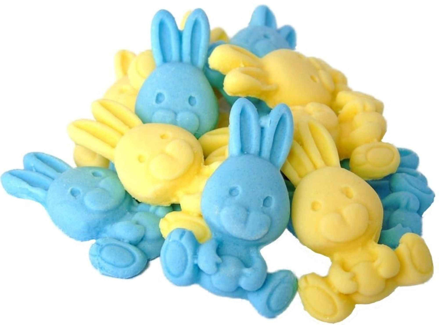 12 Easter Cupcake Toppers Coloured Cute Baby Rabbits