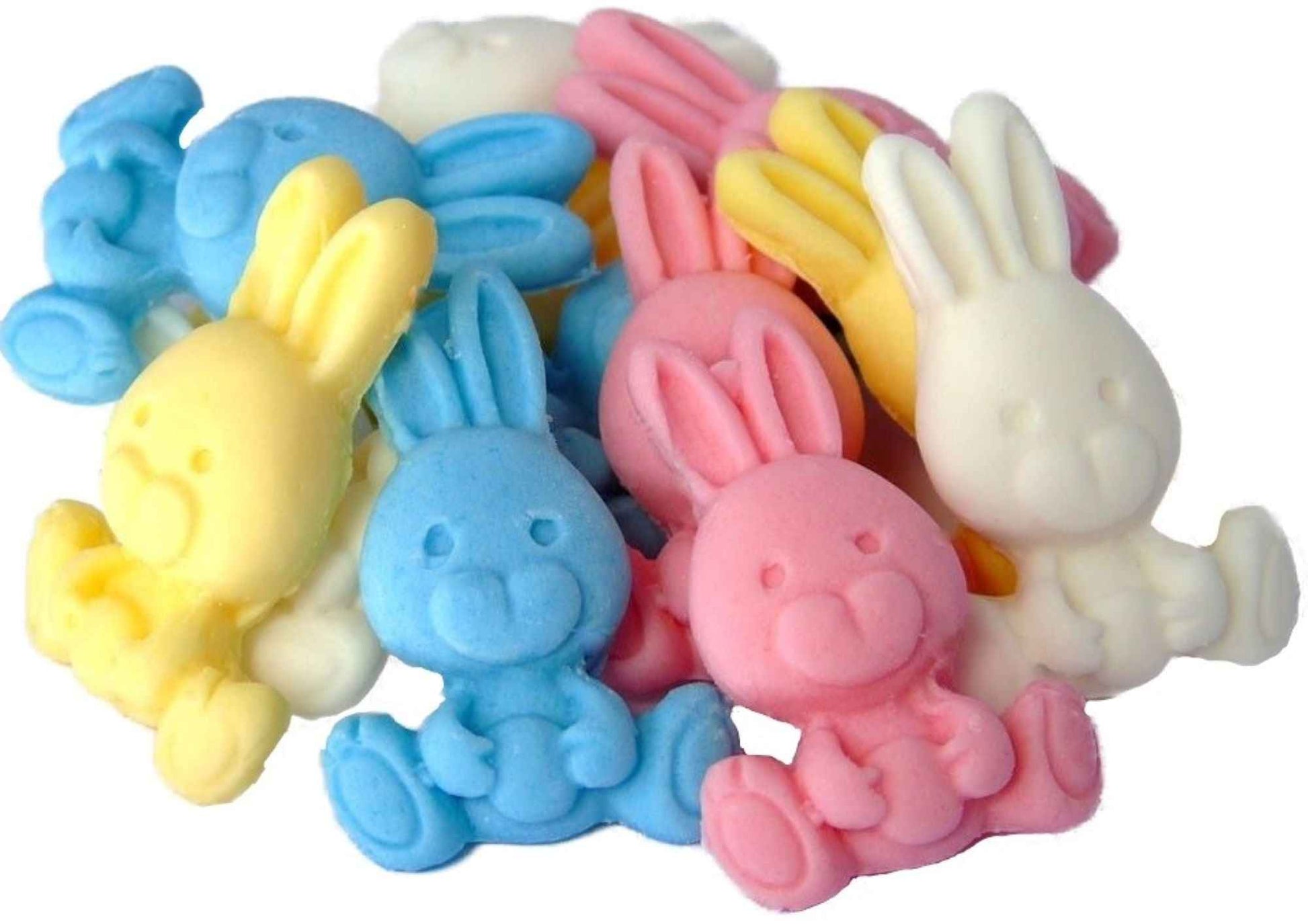 12 Easter Cupcake Toppers Coloured Cute Baby Rabbits