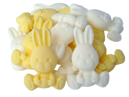 12 Easter Cupcake Toppers Coloured Cute Baby Rabbits