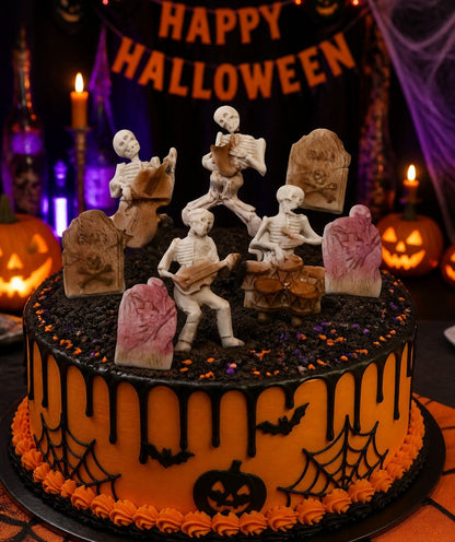 Edible Vegan Skeleton Toppers for Halloween Cupcakes - Set of Festive Decorations