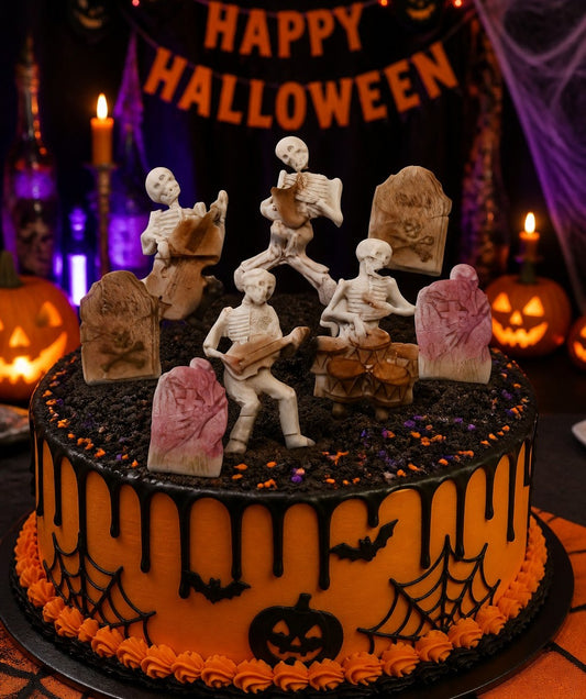 Edible Vegan Skeleton Toppers for Halloween Cupcakes - Set of Festive Decorations