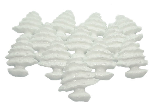 White Glittered Trees Frozen Vegan Cupcake Cake Toppers