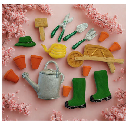 Edible Garden themed cupcake cake topper decorations
