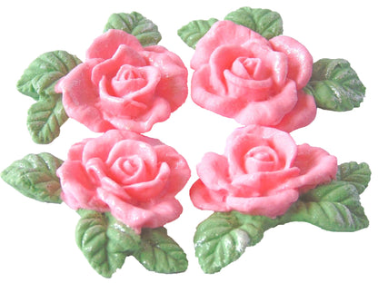 4 Vegan Glittered Pink Rose Garland Wedding Birthday Cake Decorations