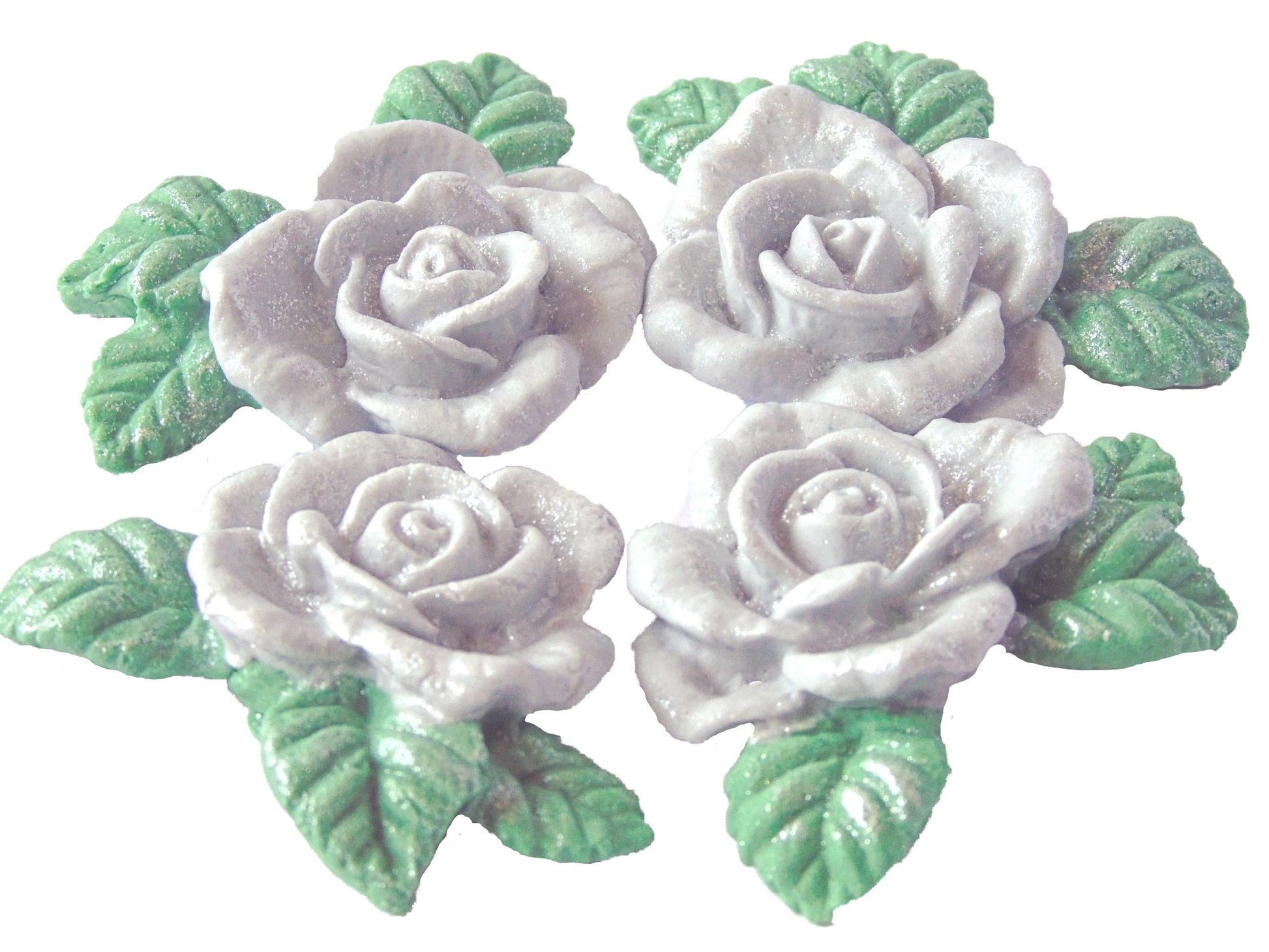 Set 4 Glittered Rose Garland Wedding Edible Rose Toppers - Simply Toppers