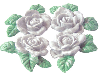 Set 4 Glittered Rose Garland Wedding Edible Rose Toppers - Simply Toppers