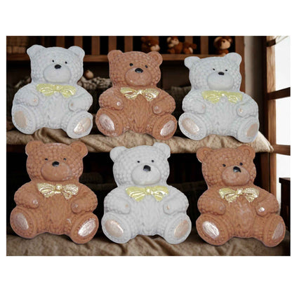 6 Coloured Baby Teddys Baby Shower Cupcake Cake Toppers