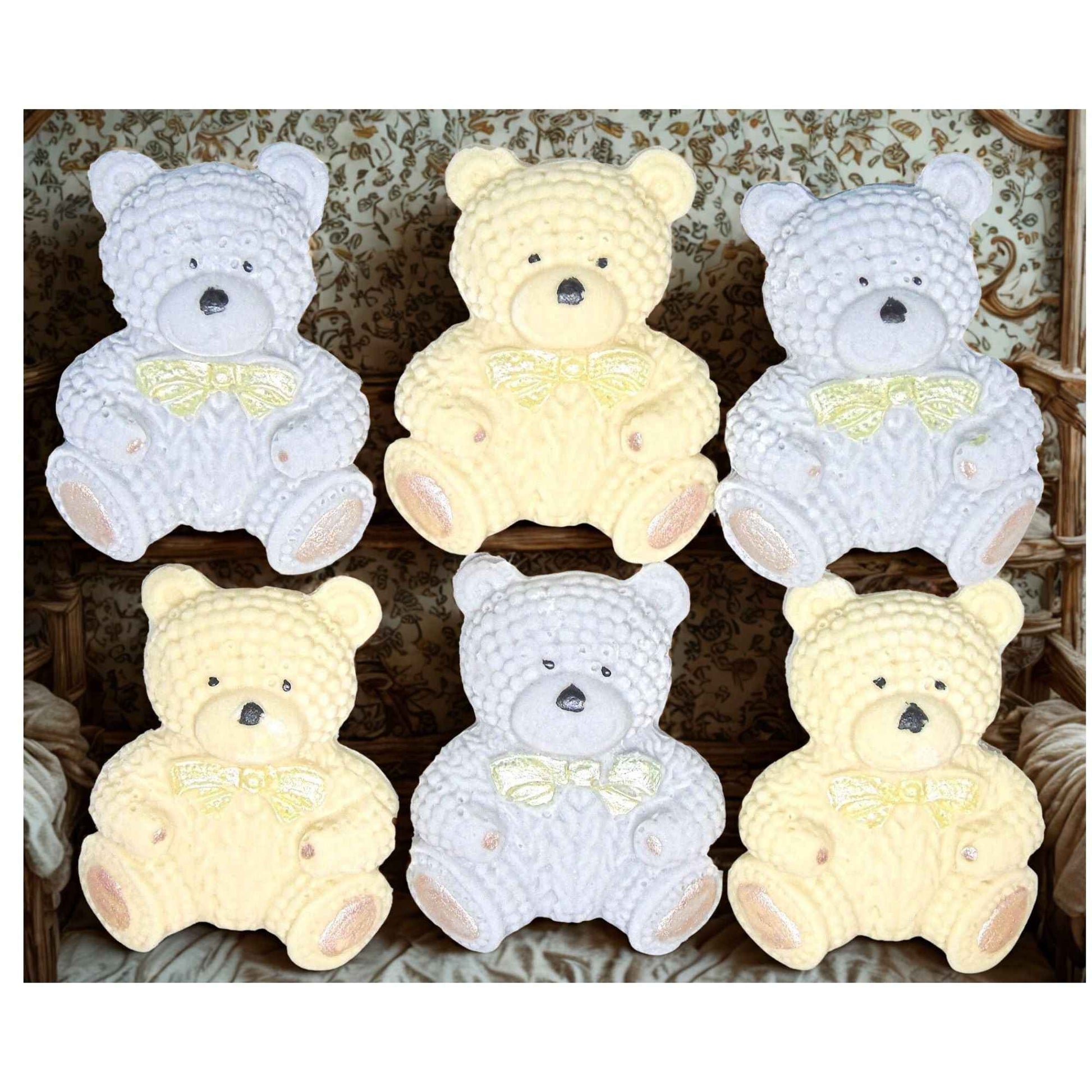 6 Coloured Baby Teddys Baby Shower Cupcake Cake Toppers