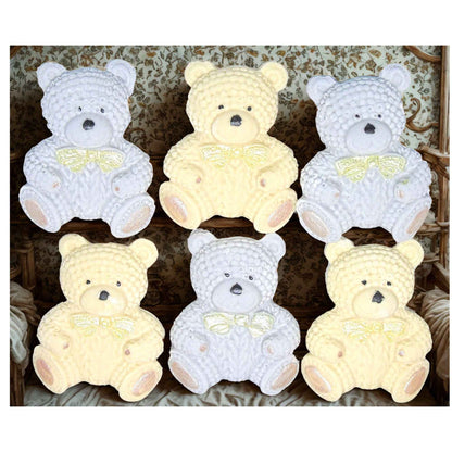 6 Coloured Baby Teddys Baby Shower Cupcake Cake Toppers