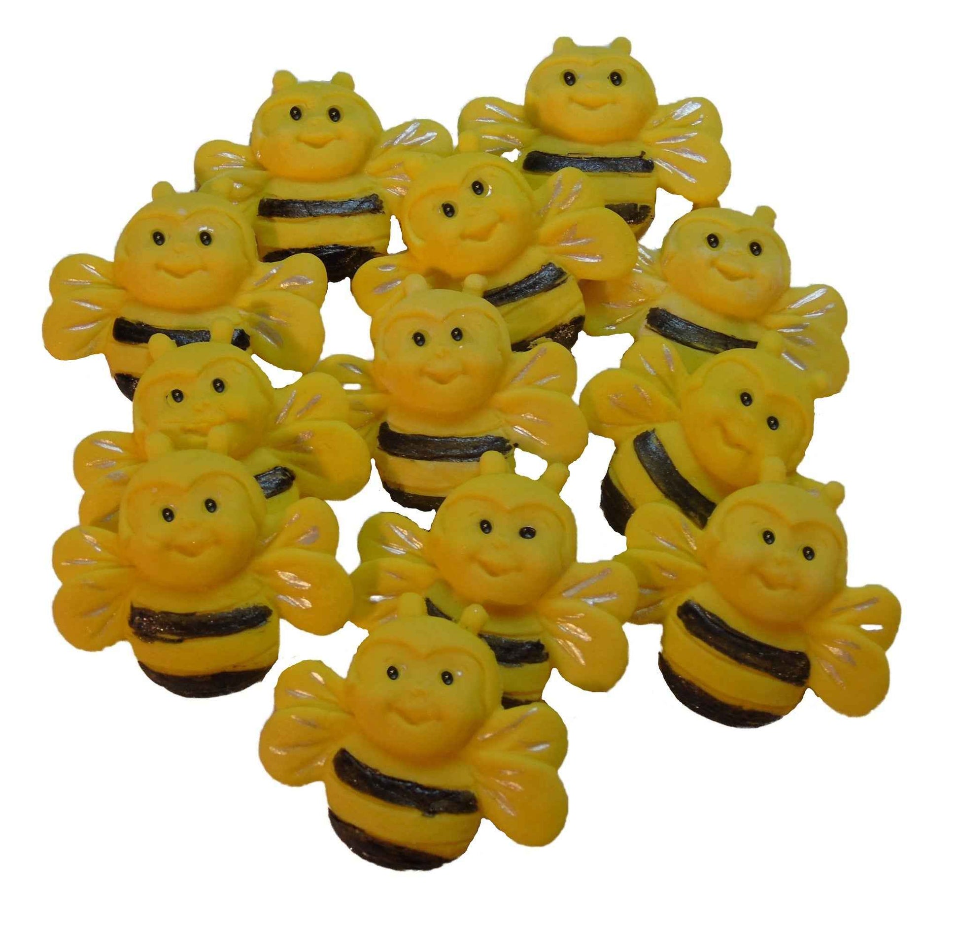 12 Happy Bumble Bees  Edible Cake Cupcake Decorations