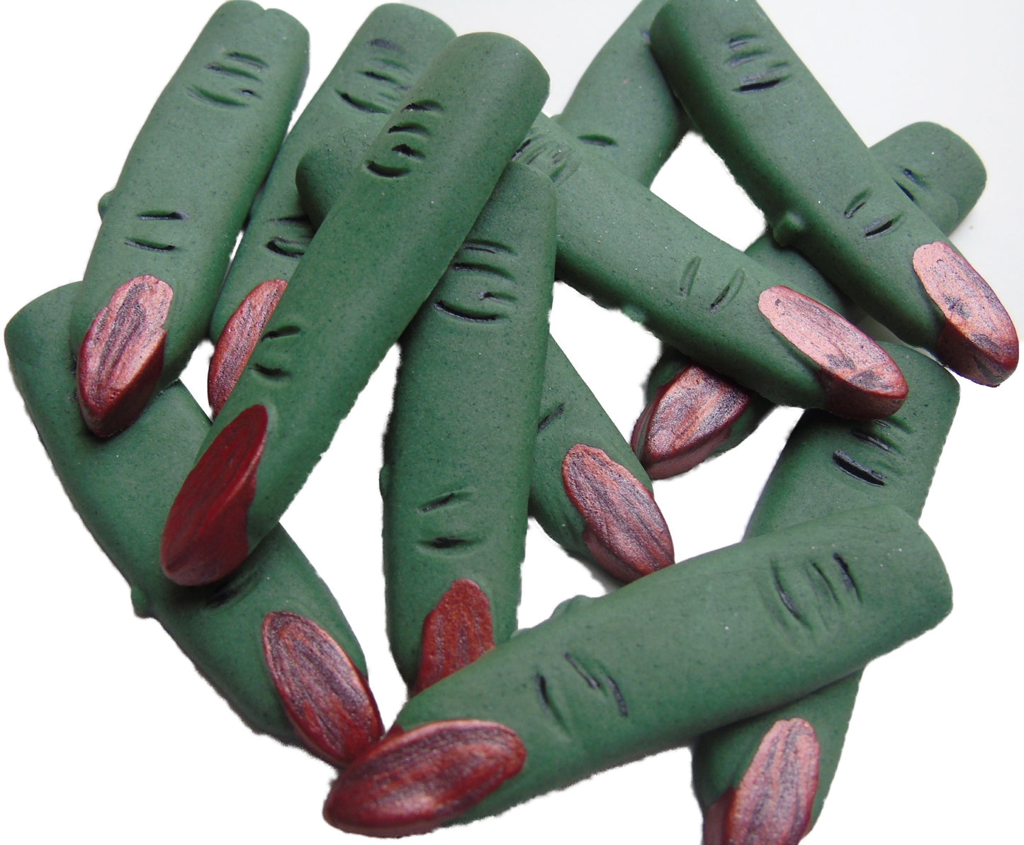 12 Vegan Halloween Green Fingers Cupcake Cake Toppers Decoration