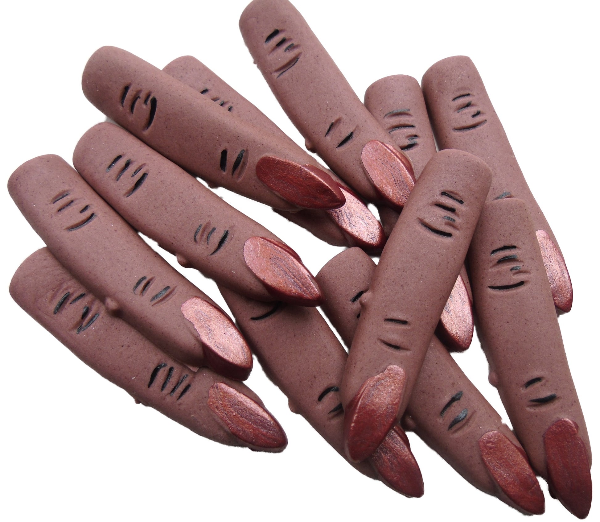 12 Vegan Halloween Brown Fingers Cupcake Cake Toppers Decoration