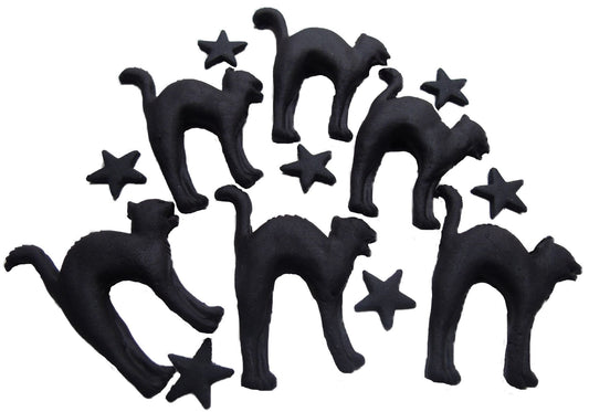 Black Cats Halloween Trick or Treat  Vegan Cupcake Toppers