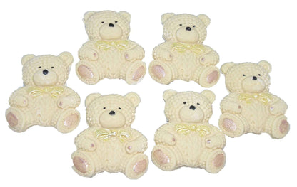 6 Coloured Baby Teddys Baby Shower Cupcake Cake Toppers